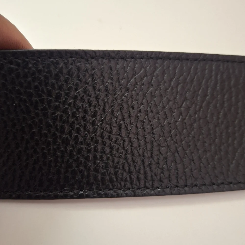 Persaman New York Black Leather Belt with Gold Buckle - Picture 2 of 7